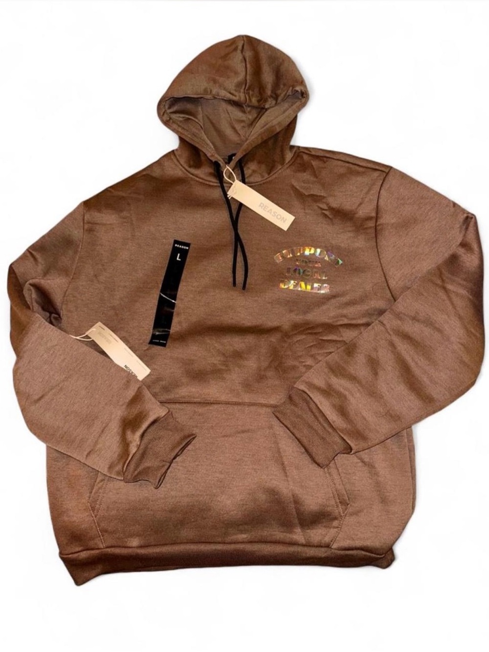 Reason Brown Hooded Pullover Sweatshirt. Brand new in original packaging.